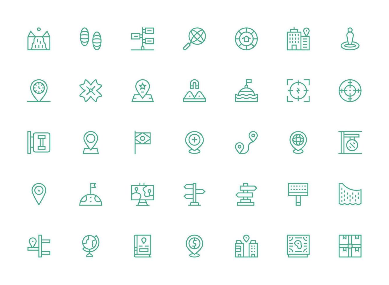 35 Icons for Location in Regular Clean Line Format Interface Icons for Daily Use vector