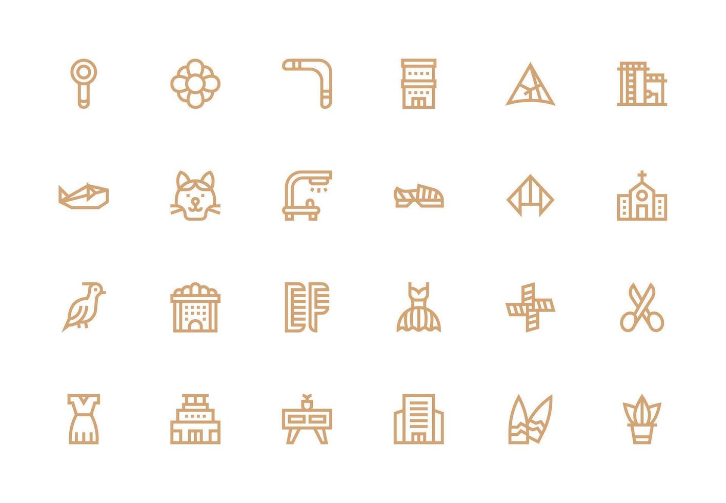 Lineart Icon Collection with 24 Thick Line Line Designs Balanced Icon Set for Functional Design vector