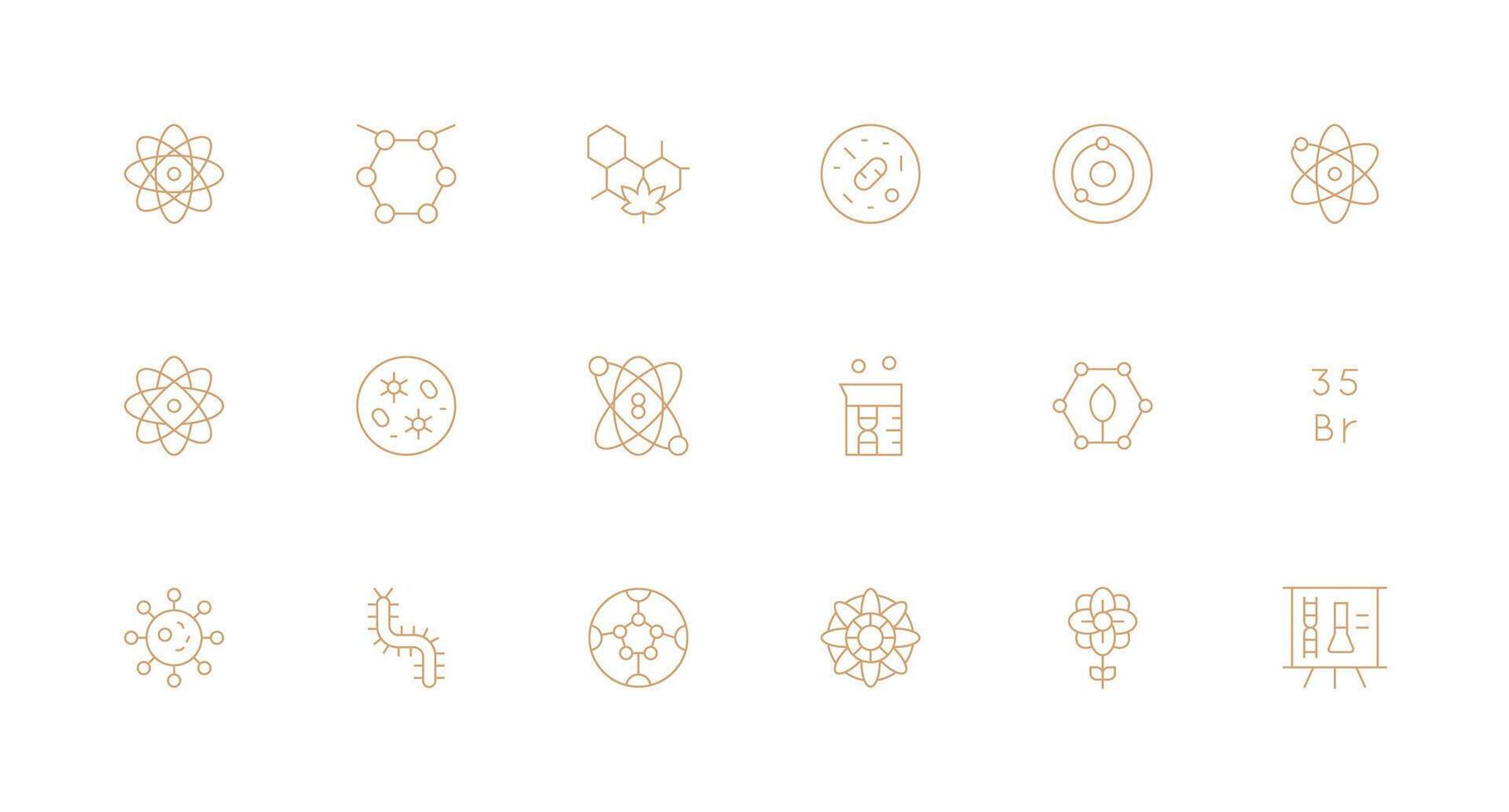 18 mínimo línea diseños para molécula íconos icono conjunto para web vector