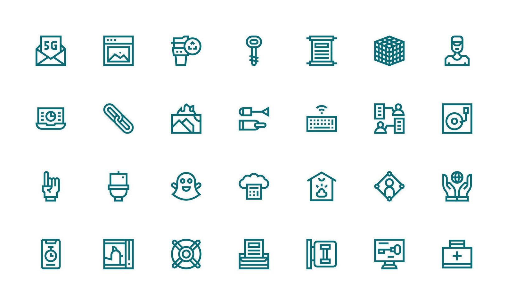 Digital Icon Set with 28 Bold Line Graphics Clean Icon Collection for Web Use vector