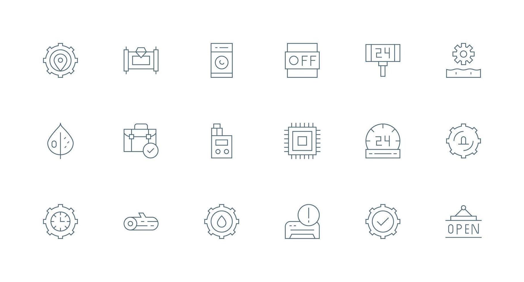 Operational Design Icons featuring 18 in Minimal Line Style Flexible Icon System for Web Interfaces vector