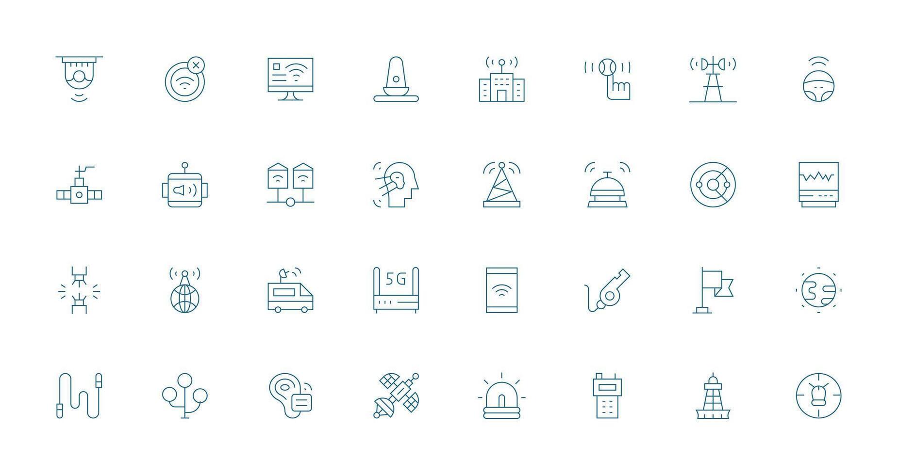 32 Signal Icons in Thin Line Aesthetic Icon Set for Projects vector