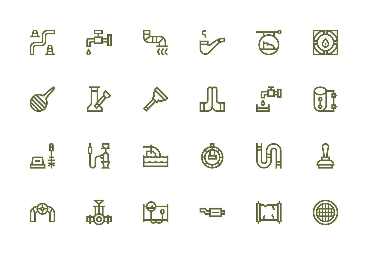 Pipe Icon Collection with 24 Thick Line Line Designs Icon Set for Web vector