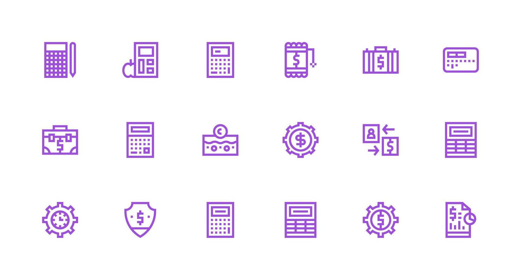 18 Strong Stroke Line Vectors for Budgeting Theme UI Icon Set