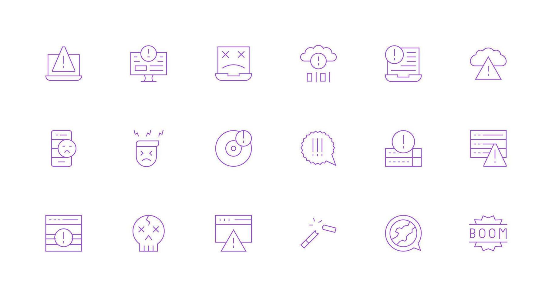 18 Minimal Line Style Icons from Crash Collection Reusable Icon Set vector