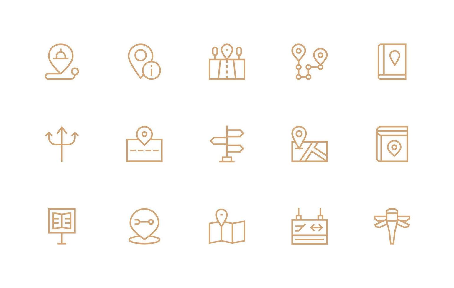 Regular Line Icons from Directions Set with 15 Vectors Simple Icon Pack