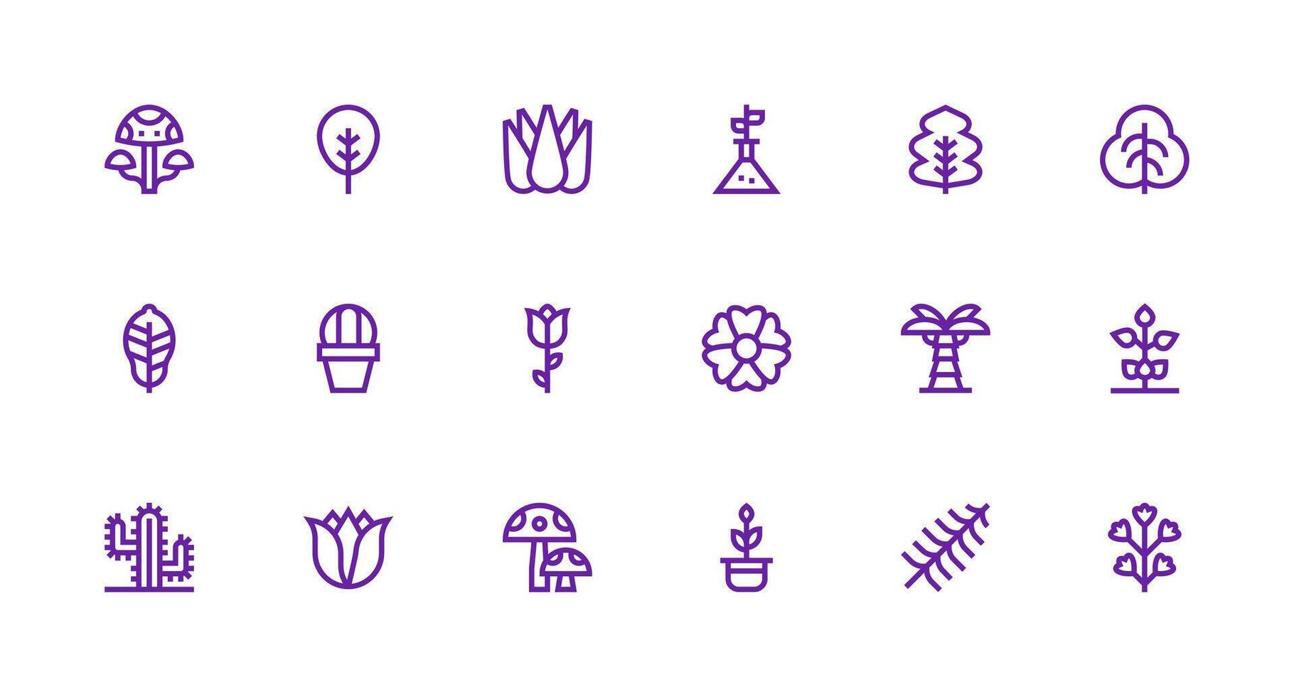 Botany featuring 18 Icons in Strong Stroke Line Design Customizable Icon Series for Mobile Screens vector