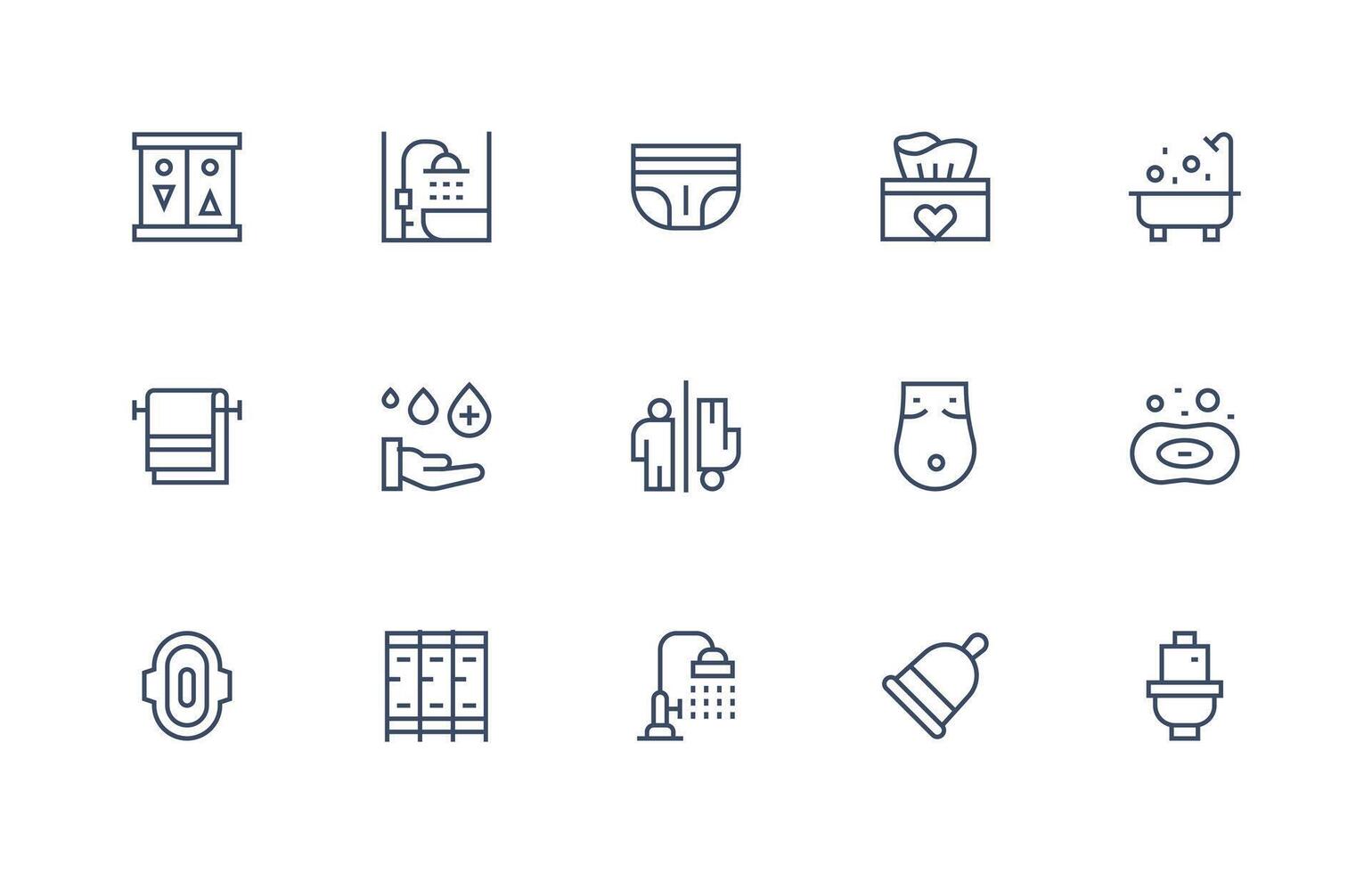 15 Regular Line Vectors for Sanitary Theme Multi-Style Icon Collection