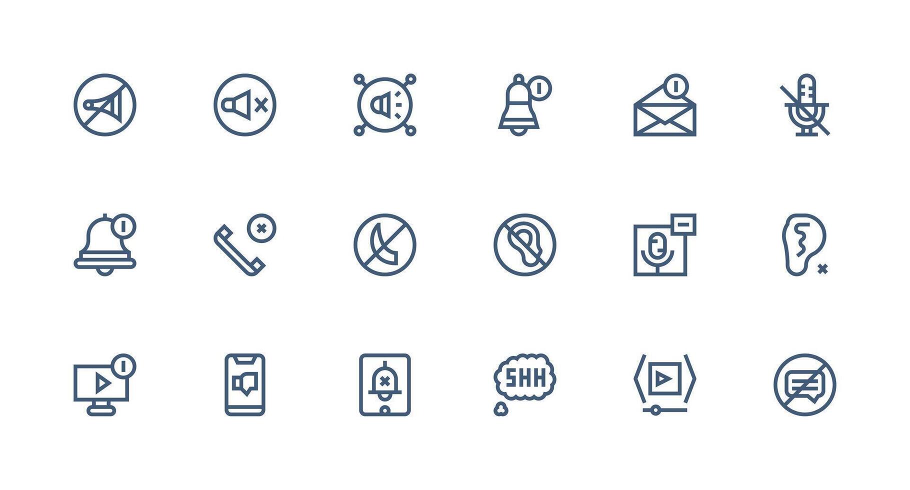 Mute including 18 Strong Stroke Line Illustrations Clean Icon Set Icon Pack for UI Projects vector