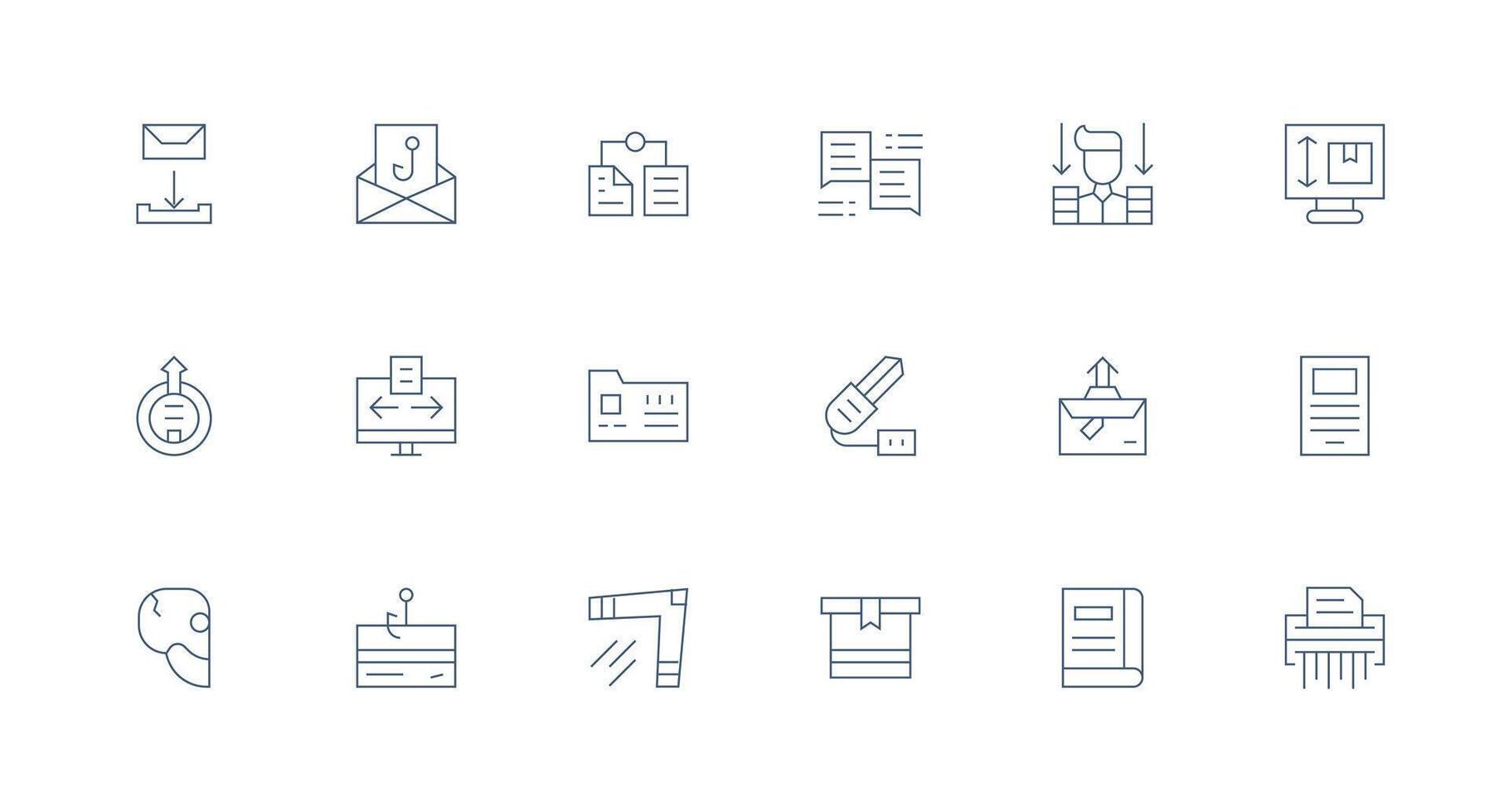 digital archivo icono conjunto con 18 mínimo línea gráficos de múltiples fines icono conjunto vector
