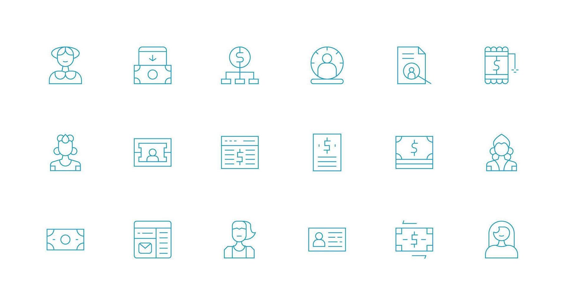 18 Account Icons in Minimal Line Aesthetic Web Icon Collection vector