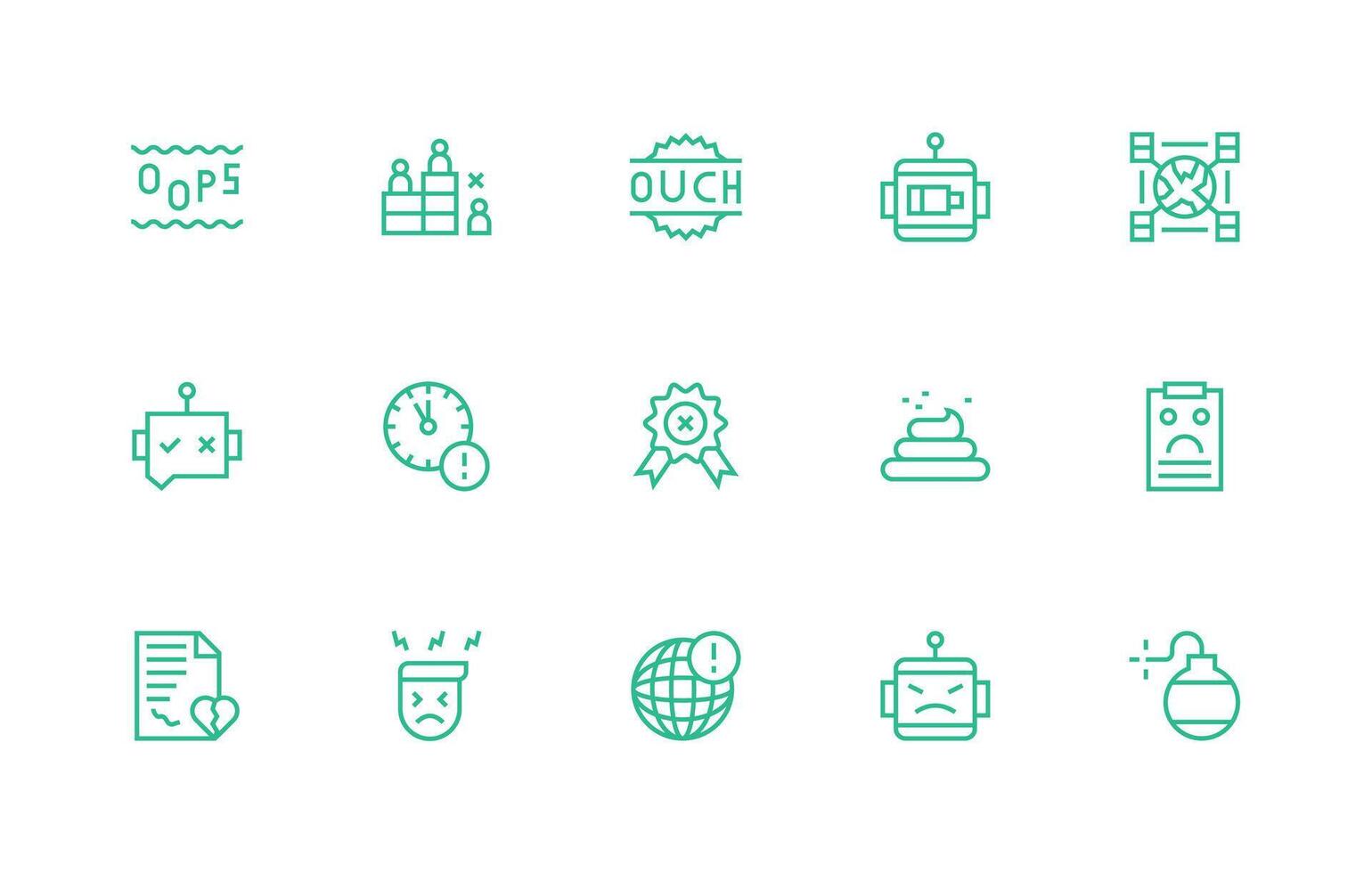 15 Regular Line Style Icons from Failure Collection Pixel Perfect Icons for Modern Apps vector