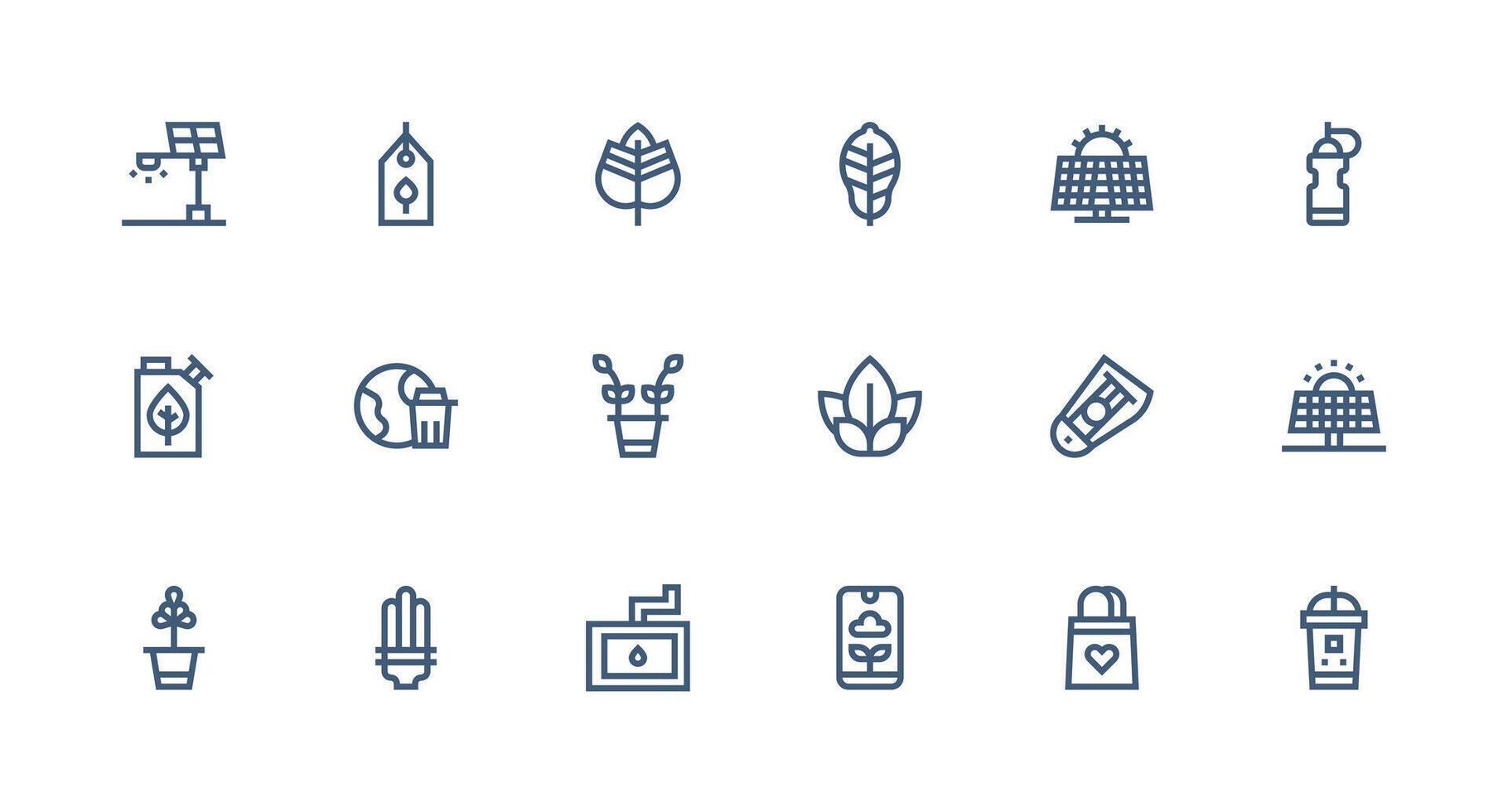 EcoFriendly Icon Set with 18 Strong Stroke Line Graphics Lightweight Icon Series vector