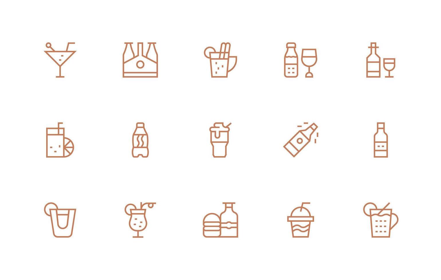 Regular Line Icons from Soda Set with 15 Vectors Fully Editable Icon Set for Web