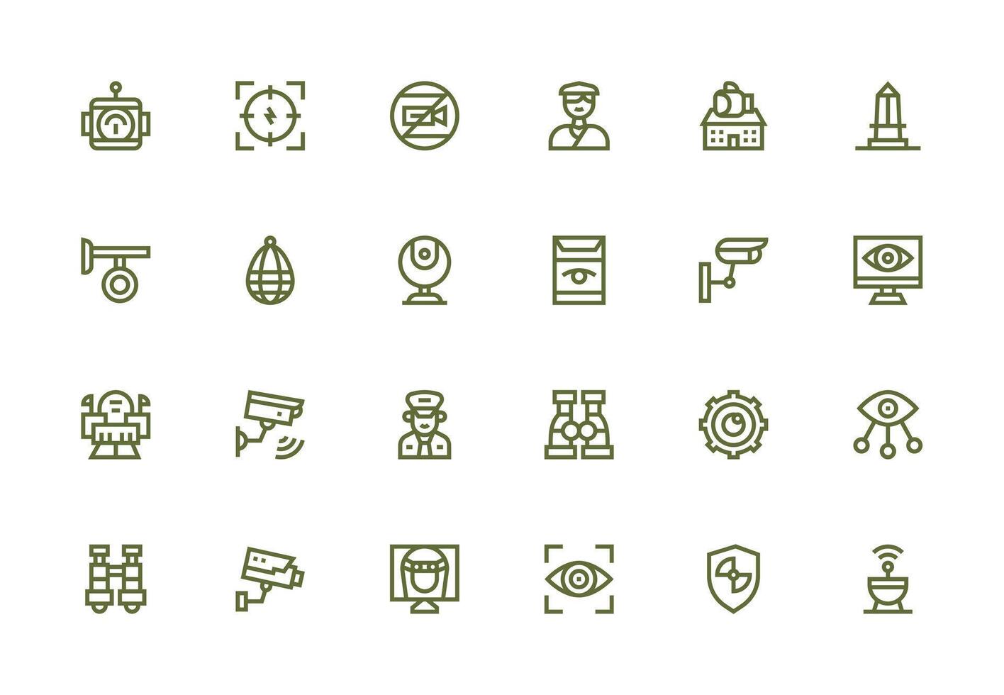 24 Thick Line Line Icons for Surveillance Graphics Interface Icon Collection for Daily Projects vector