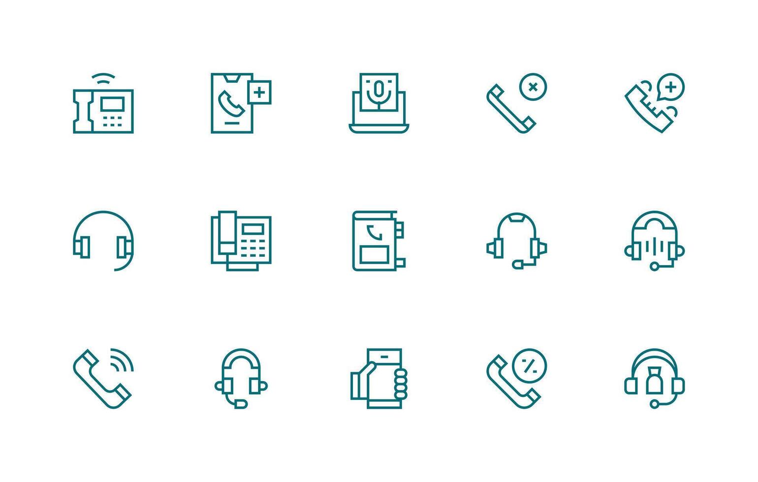 15 Regular Line Style Icons from Call Collection Multi-Style Icons for Creative Projects vector