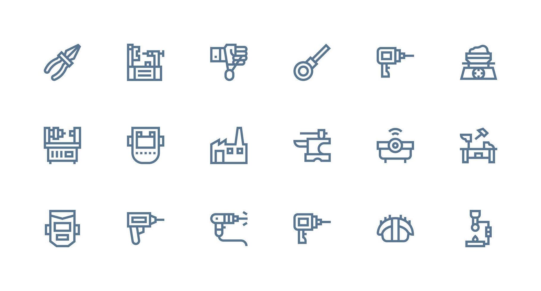 Strong Stroke Line Icons from Metalworking Set with 18 Vectors UI and UX Focused Icon Collection