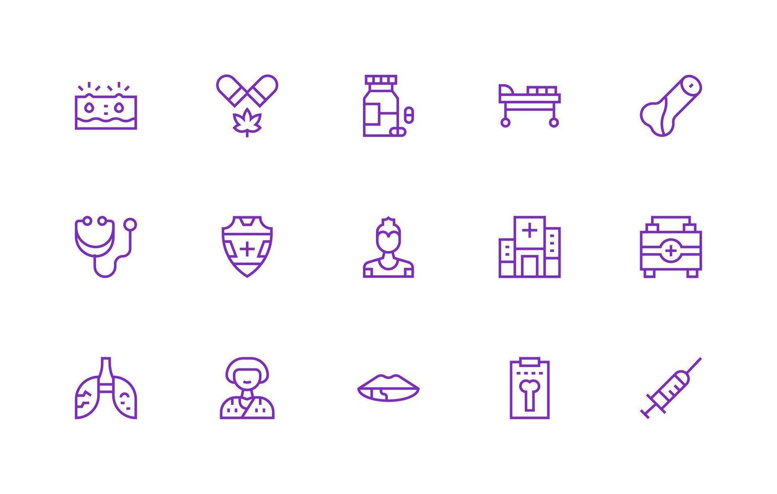 Treatment featuring 15 Icons in Regular Line Design Icon Set for Apps vector