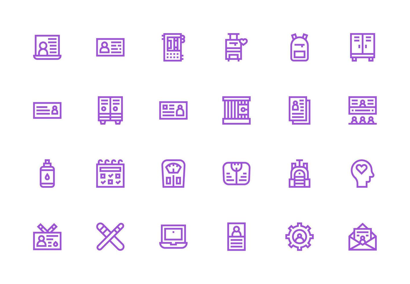 Personal Design Icons featuring 24 in Thick Line Line Style Design Ready Icon Set for Teams vector