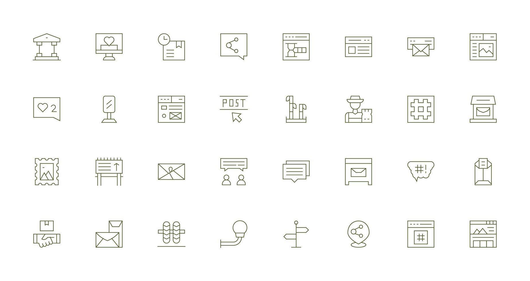 32 Thin Line Style Icons from Post Collection Multi-Style Icons for Creative Projects vector