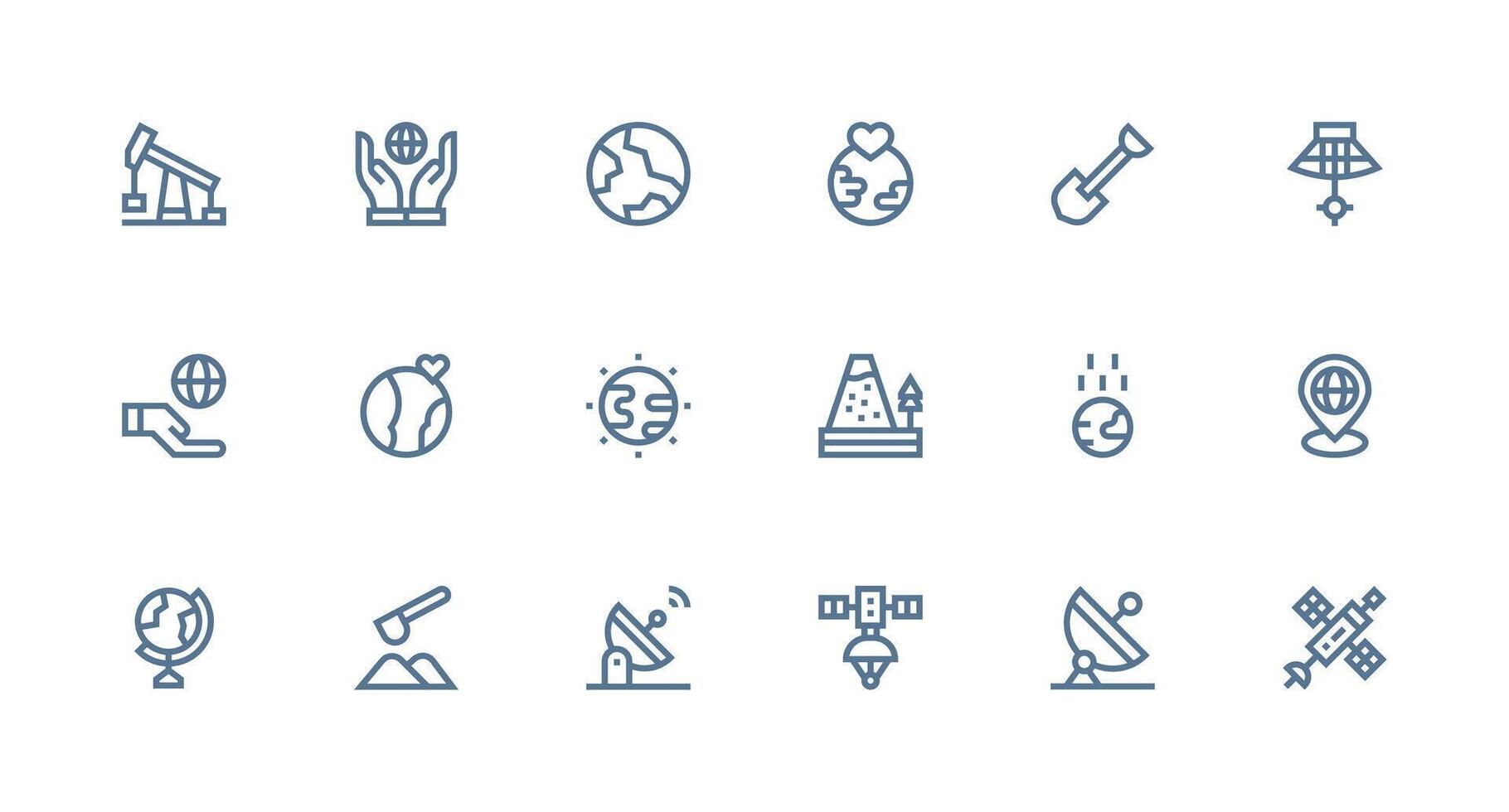 Earth Set with 18 Strong Stroke Line Icons All Device Compatible Icon Set vector