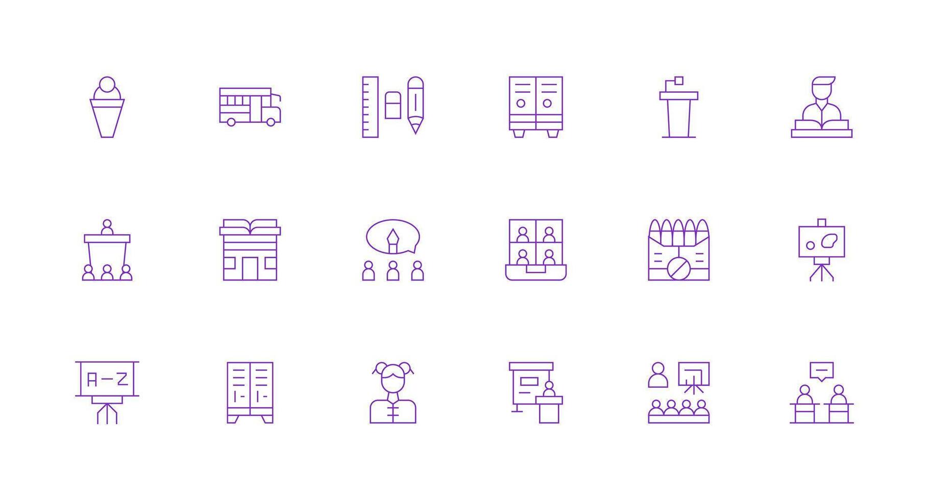 Classroom Icon Collection with 18 Minimal Line Designs All Device Compatible Icon Set vector