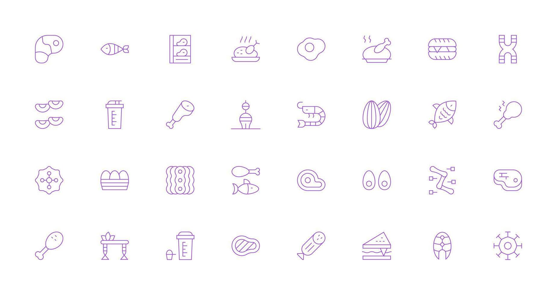 Protein Set with 32 Thin Line Icons Multi-Purpose Icon Pack for Templates vector