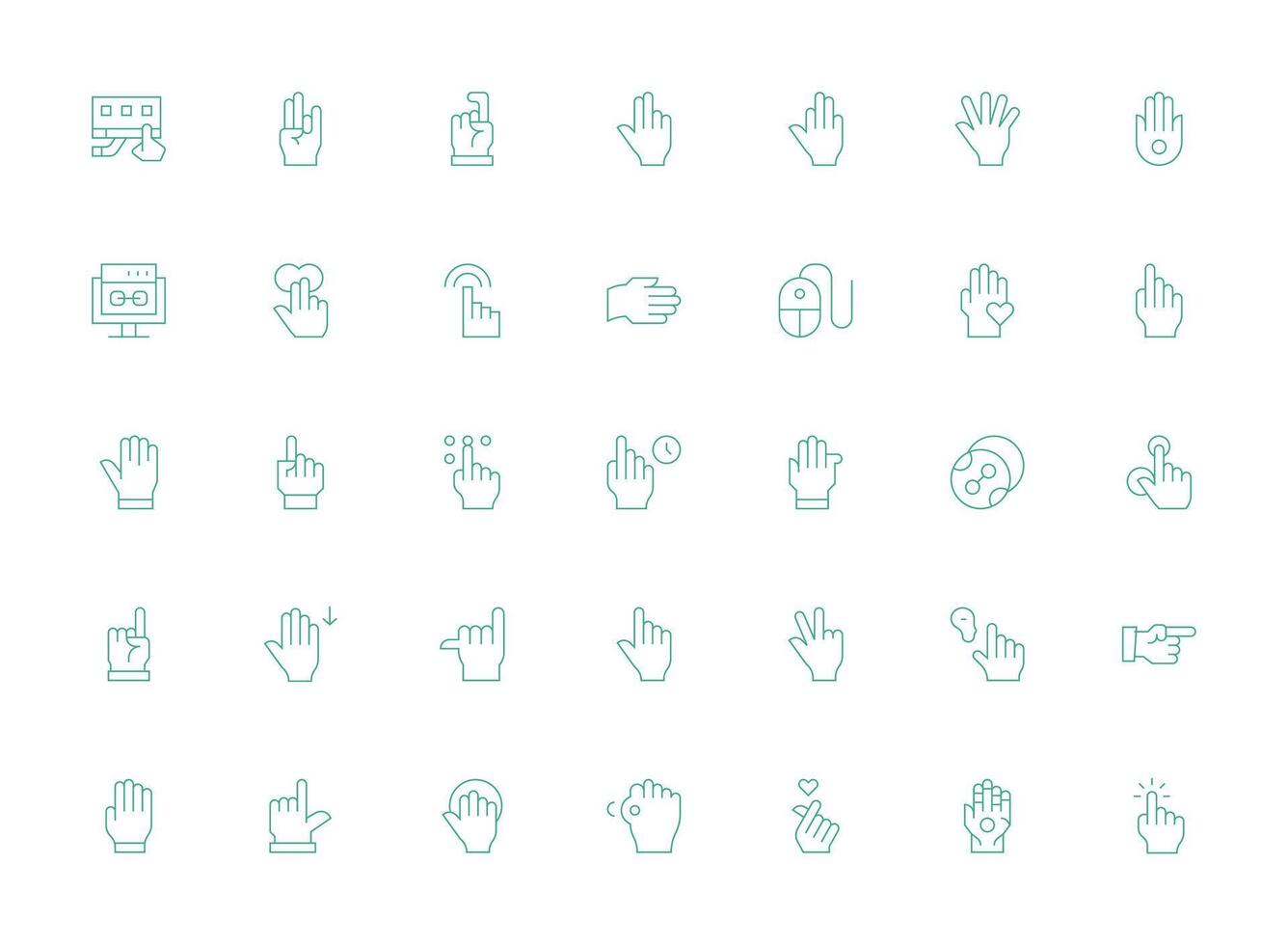 Click Set with 35 Light Line Icons Functional Icon Series vector