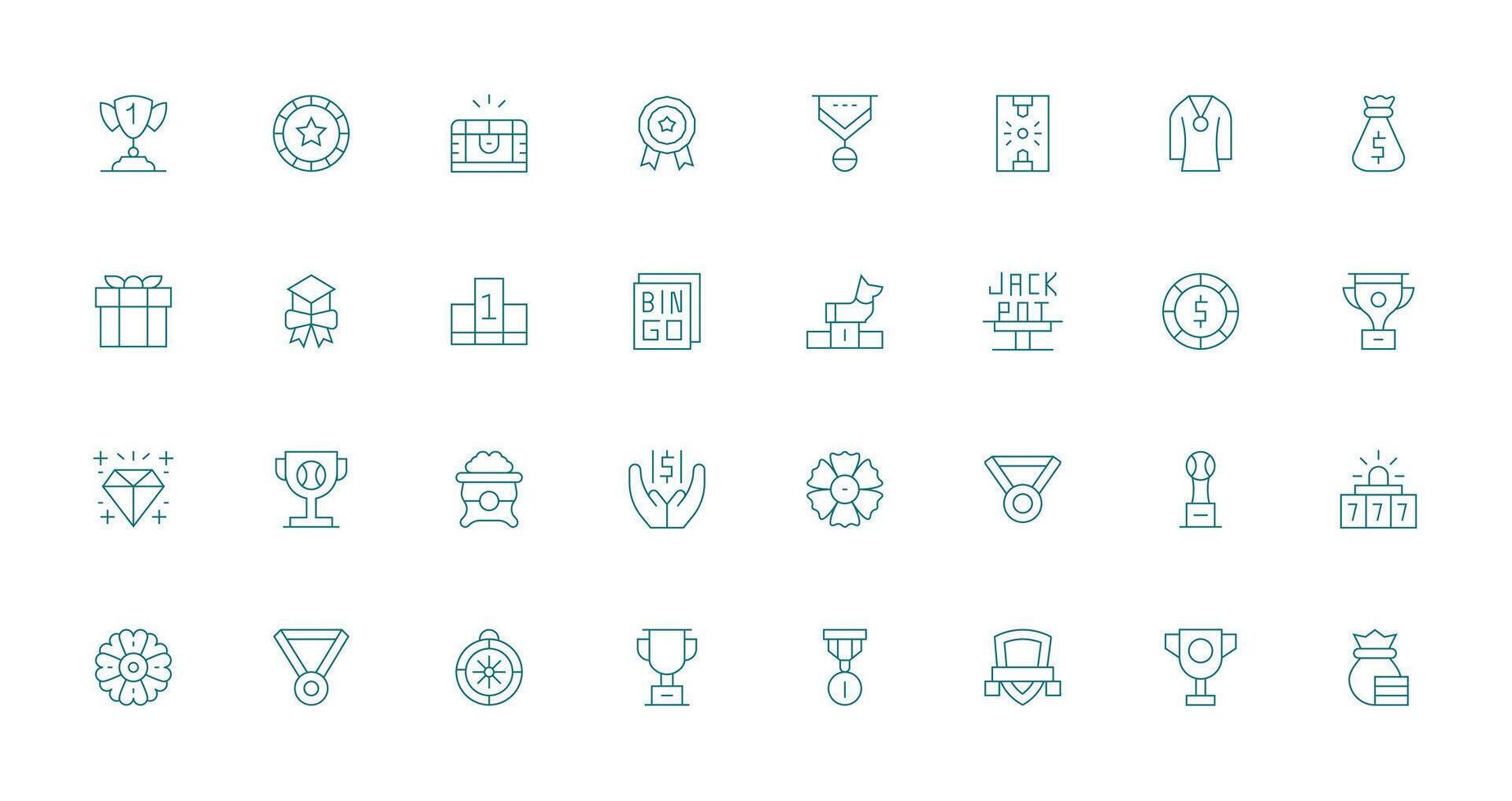 32 Thin Line Vectors for Prize Theme Well-Structured Icons for Creative Use