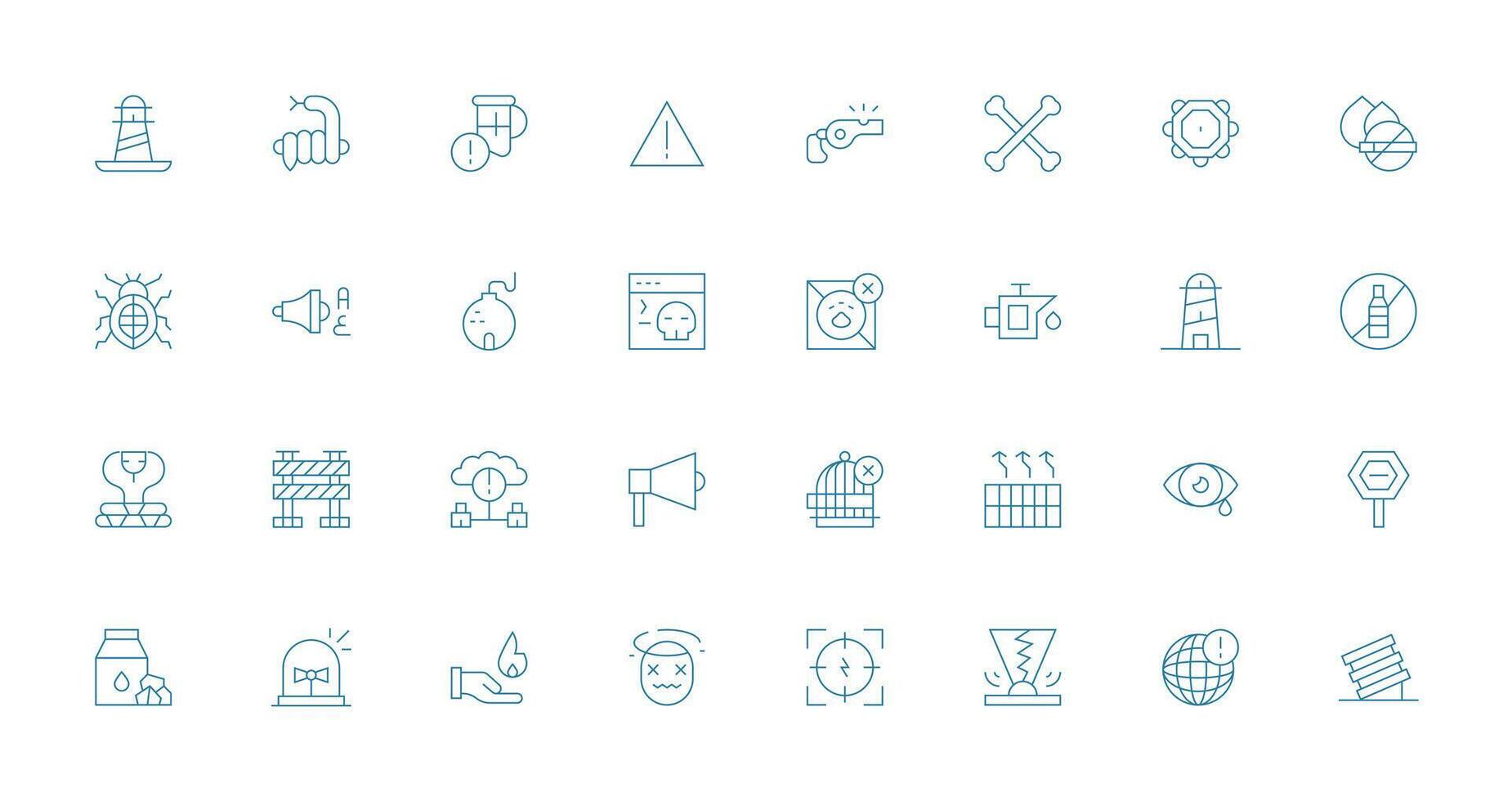 Thin Line Style Warning Icons with 32 Vectors UI and UX Focused Icon Collection