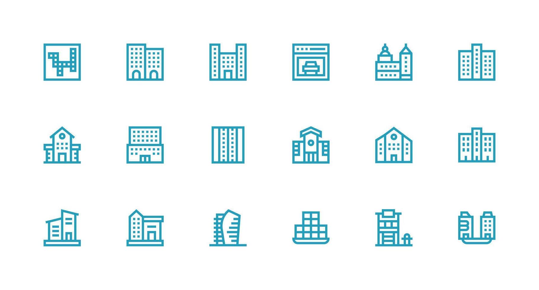 18 Strong Stroke Line Style Icons from Multistory Collection UI and UX Focused Icon Collection vector