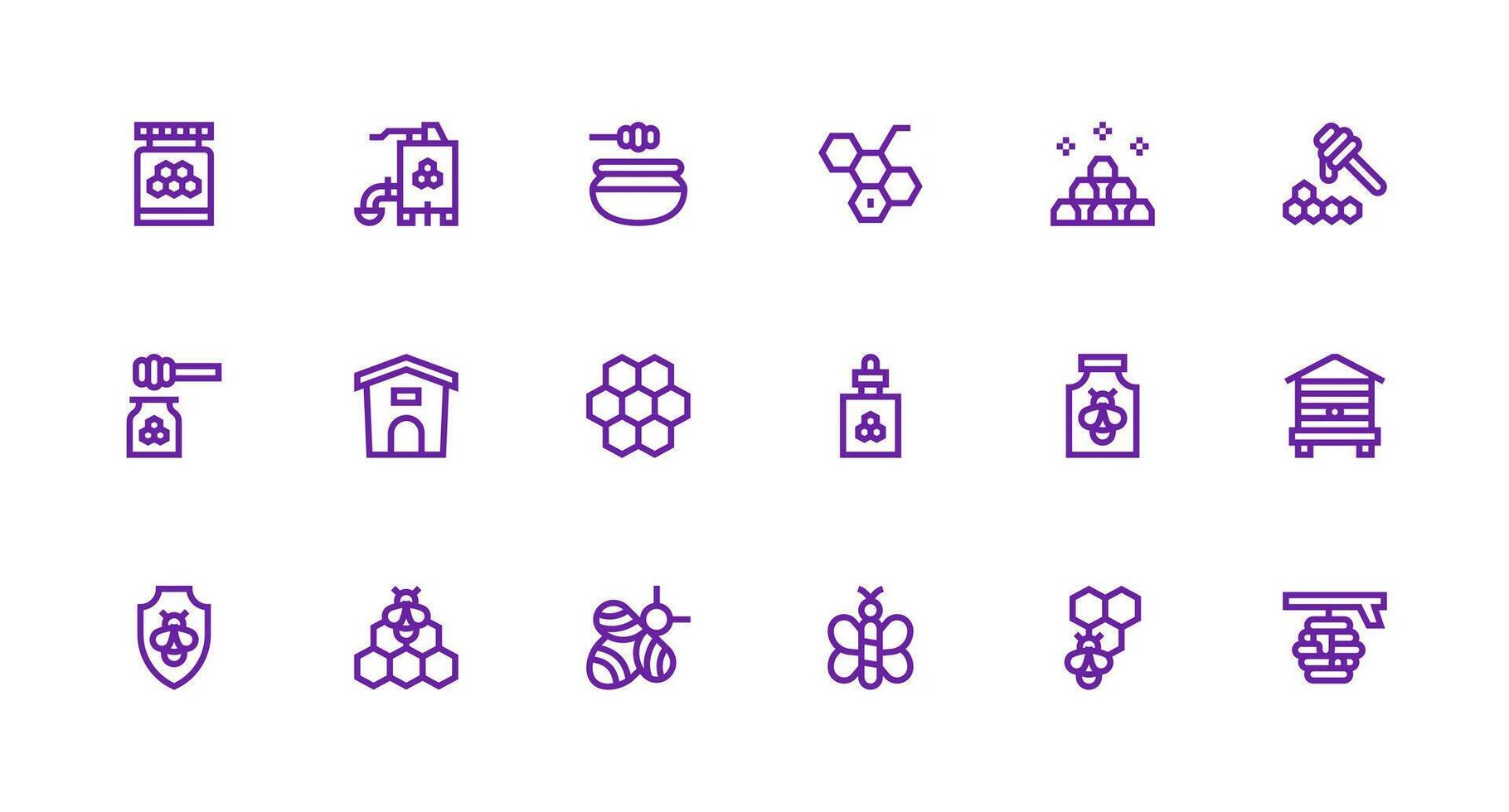 18 Strong Stroke Line Icons for Apiary Graphics Theme-Based Icon Pack vector