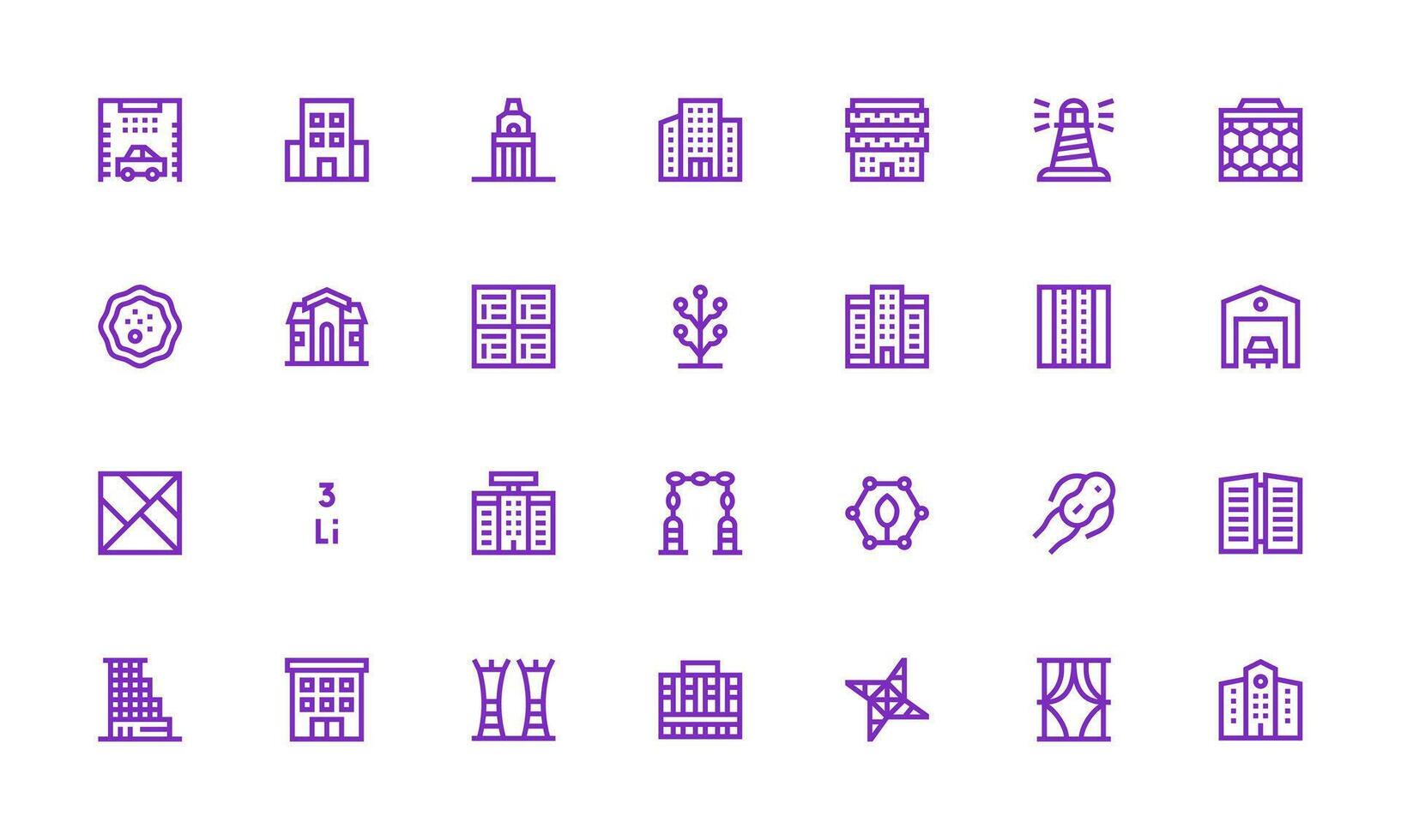 Structure Visual Pack containing 28 Bold Line Icons Full Icon Library for UI Designers vector