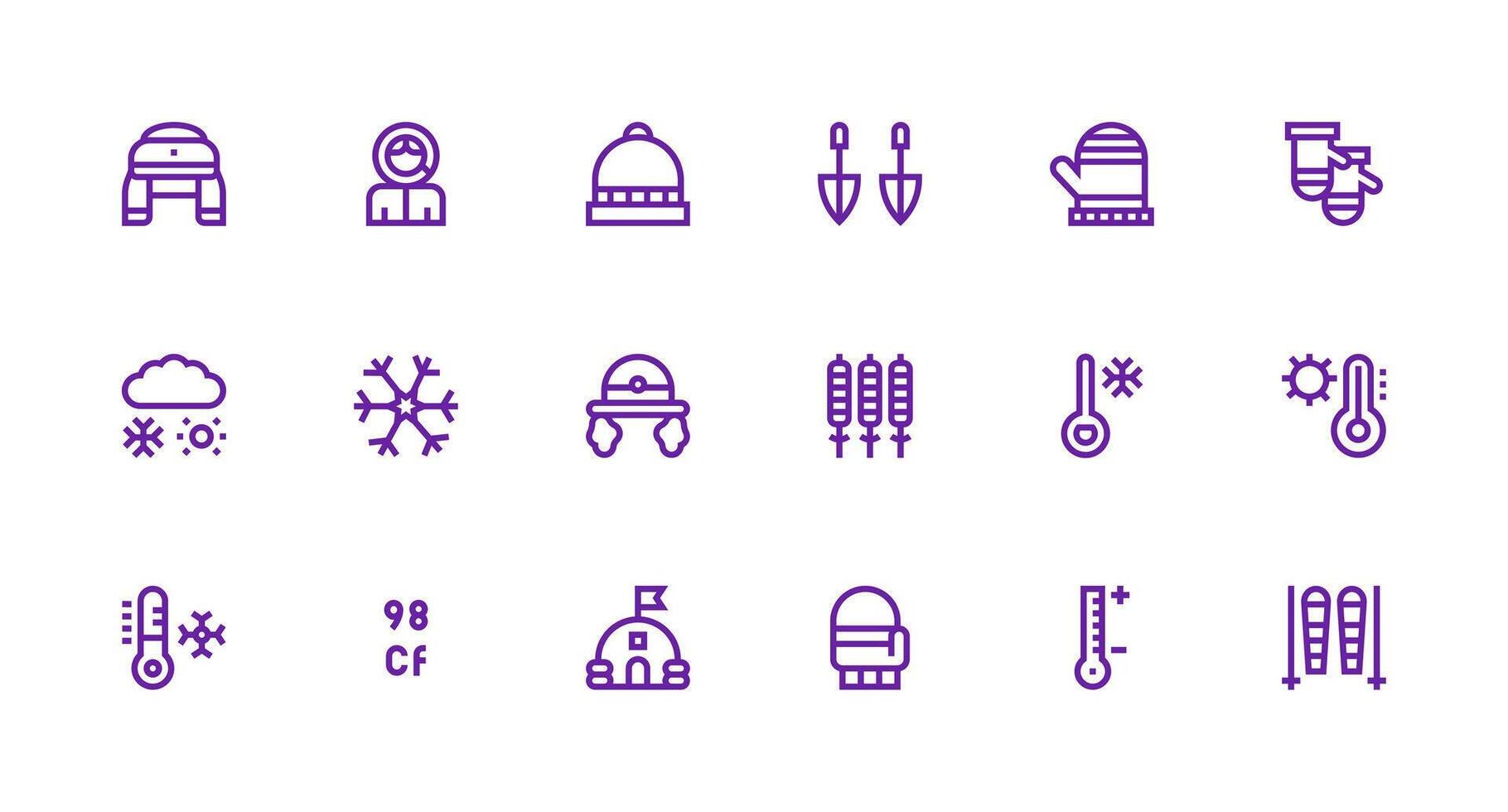 Strong Stroke Line Icons from Cold Weather Set with 18 Vectors Editable Icon Collection