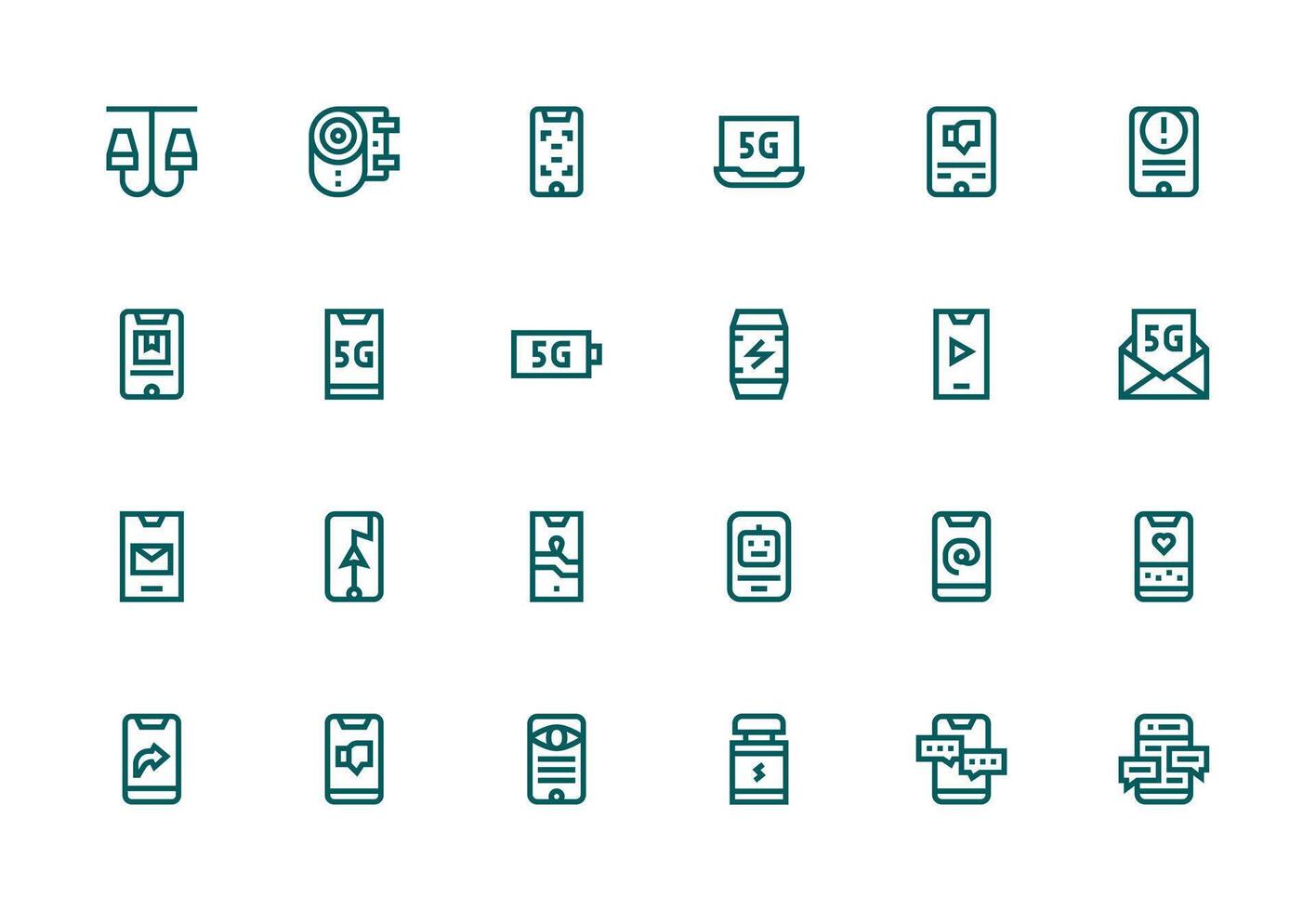Smartphone Icon Set with 24 Thick Line Line Graphics Web and App Icon Pack Collection vector