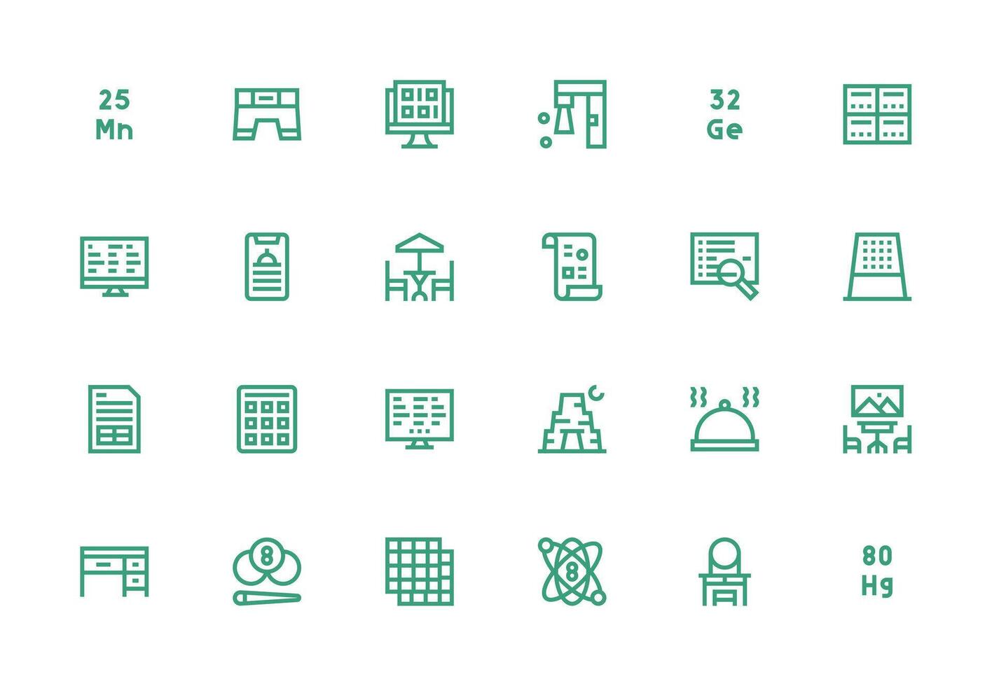Table Icon Collection with 24 Thick Line Line Designs Multi-Purpose Icon Pack for Templates vector
