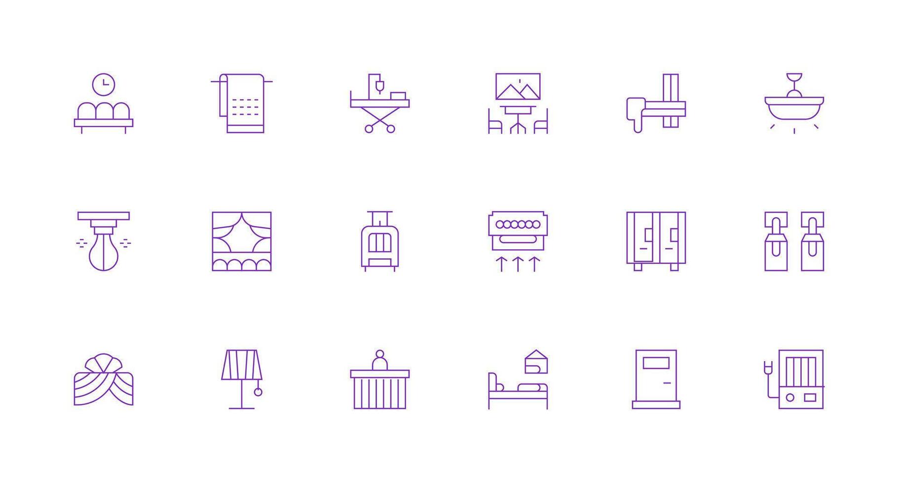 18 Room Icons in Minimal Line Aesthetic Minimal Icon Set for Interface Projects vector
