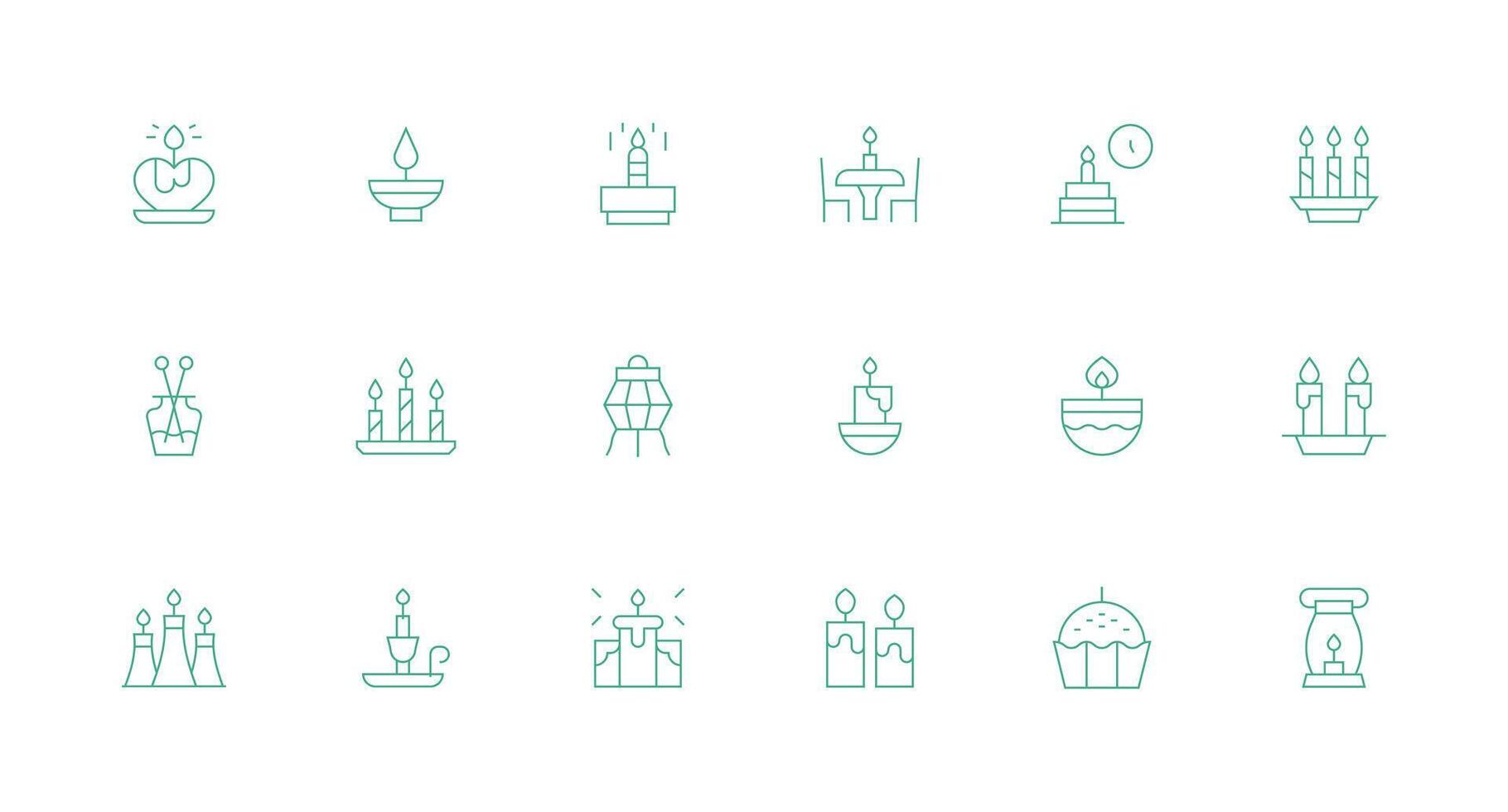 18 Minimal Line Vectors for Candle Theme Customizable Icon Series for Mobile Screens