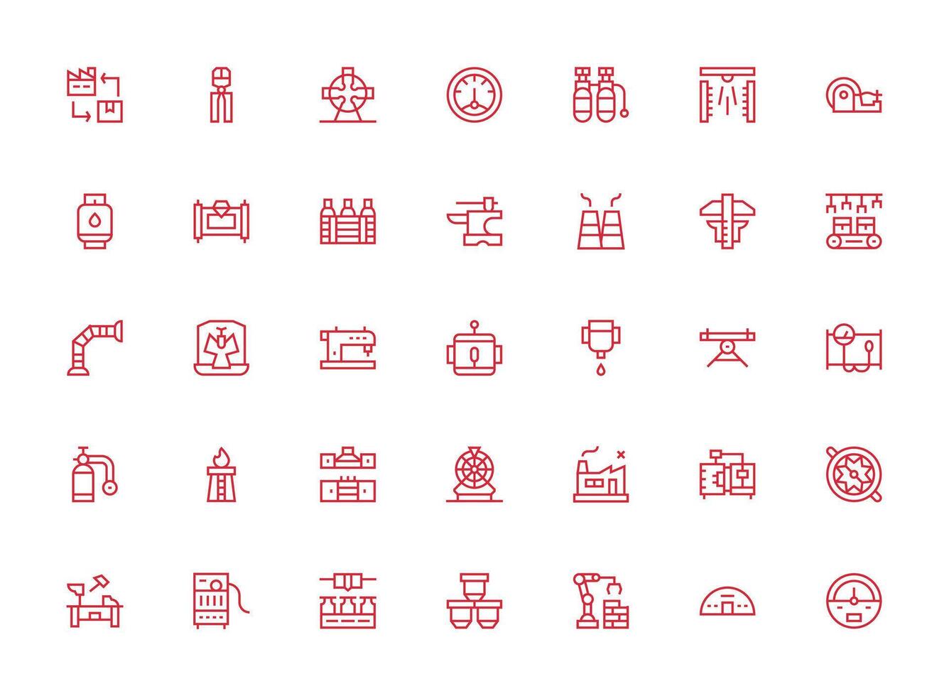 Manufacturing Icon Set with 35 Regular Clean Line Graphics Icon Set for Web vector