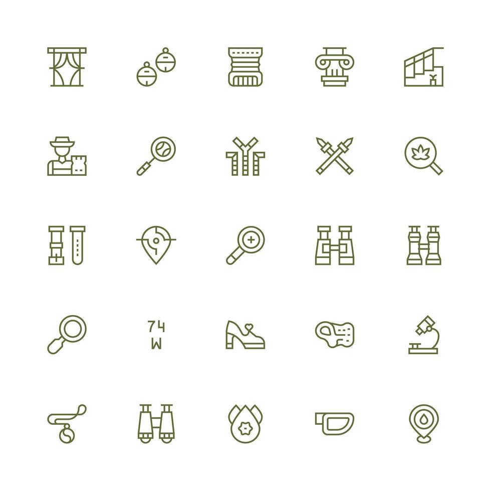 25 Medium Stroke Outline Style Icons from Detail Collection Balanced Icon Set for Functional Design vector