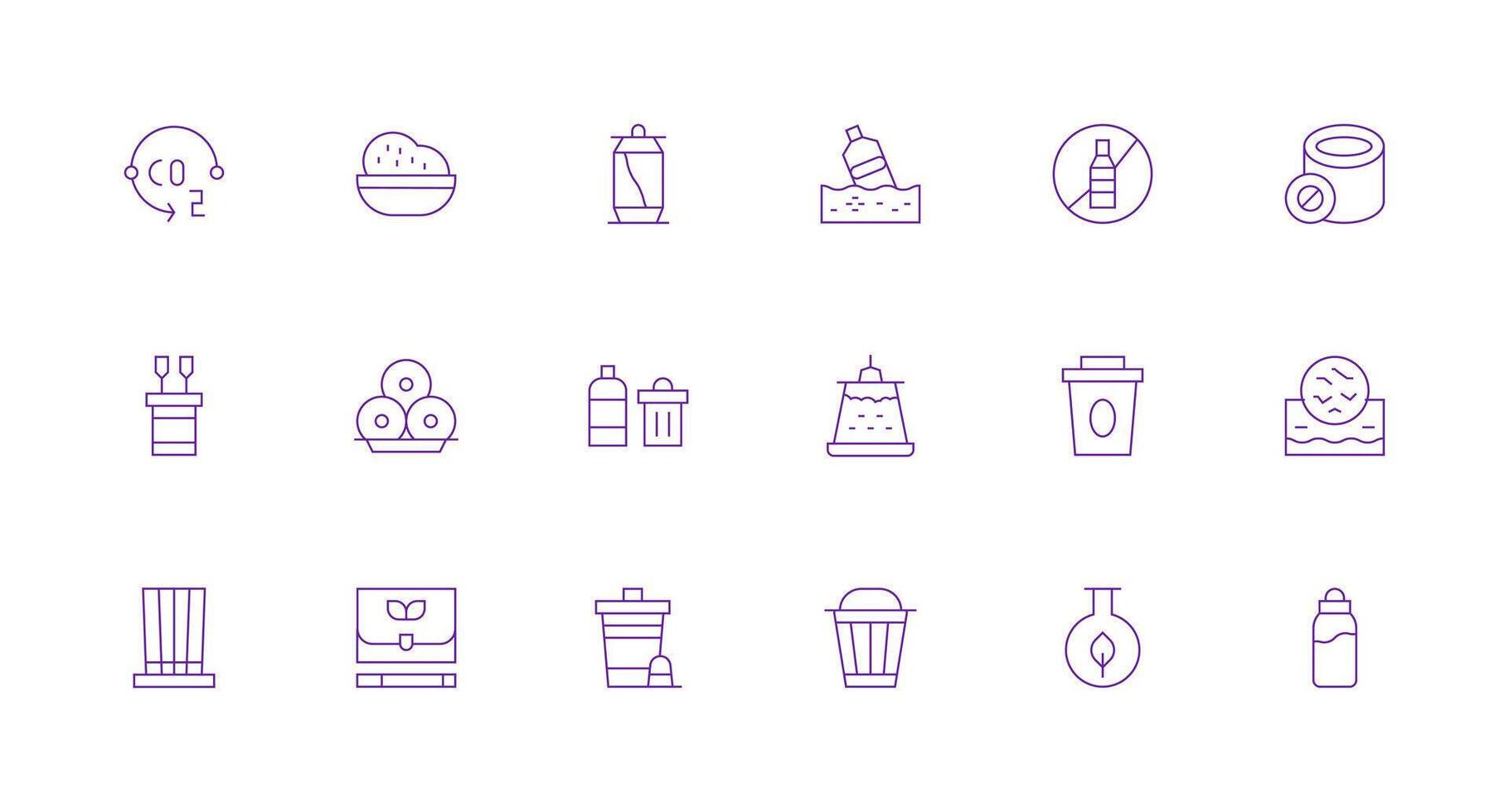 Recycling Icon Set with 18 Minimal Line Graphics Dashboard Icon Series vector