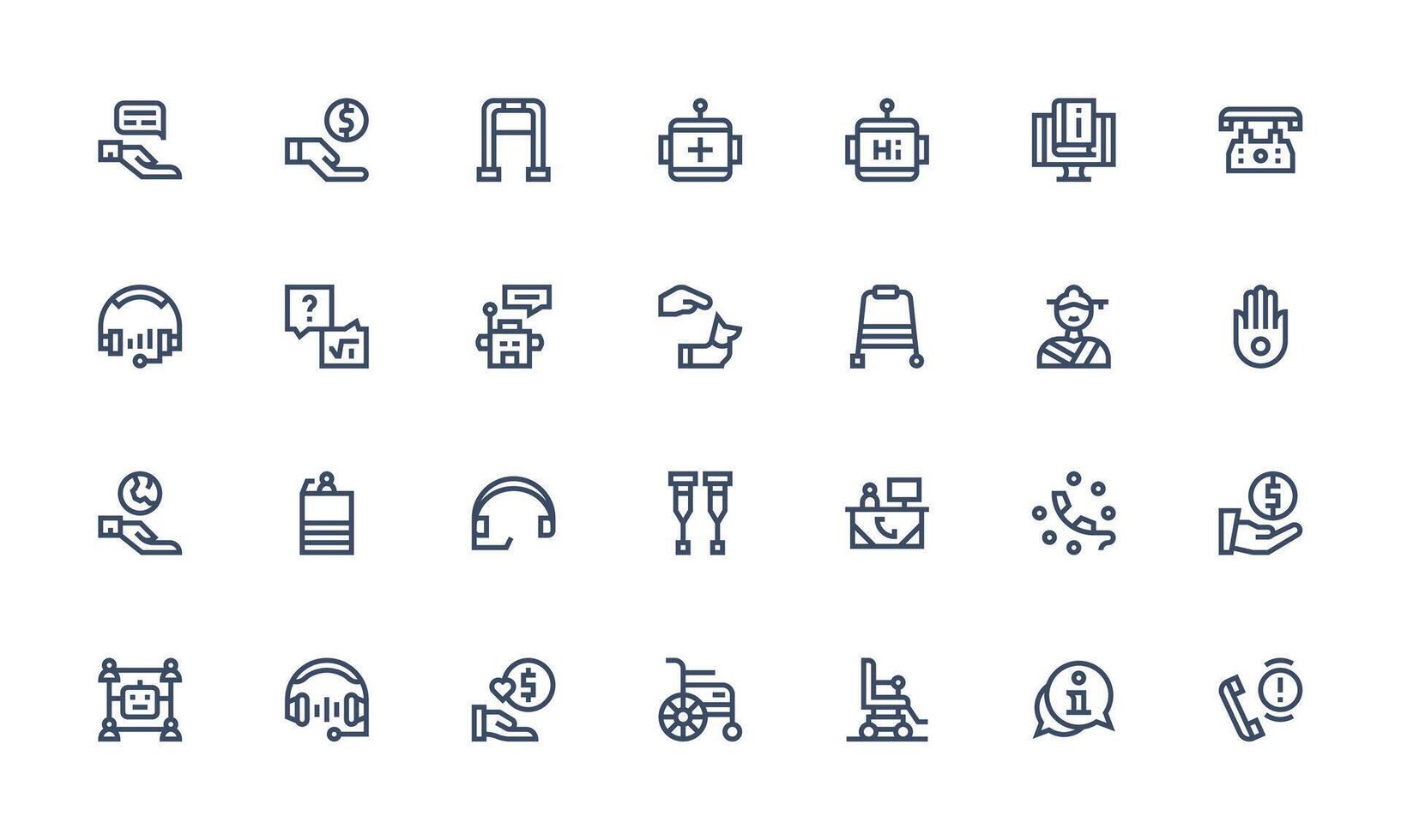 Assistance Visual Pack containing 28 Bold Line Icons Interface Icon Collection for Daily Projects vector