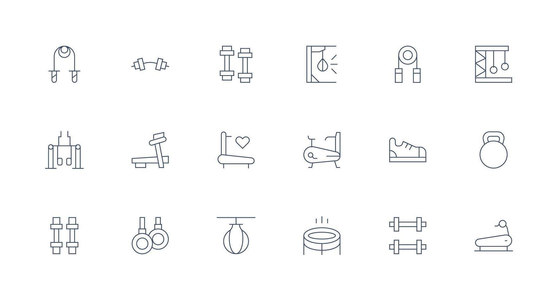 18 Minimal Line Vectors for Exercise Equipment Theme Well-Structured Icons for Creative Use