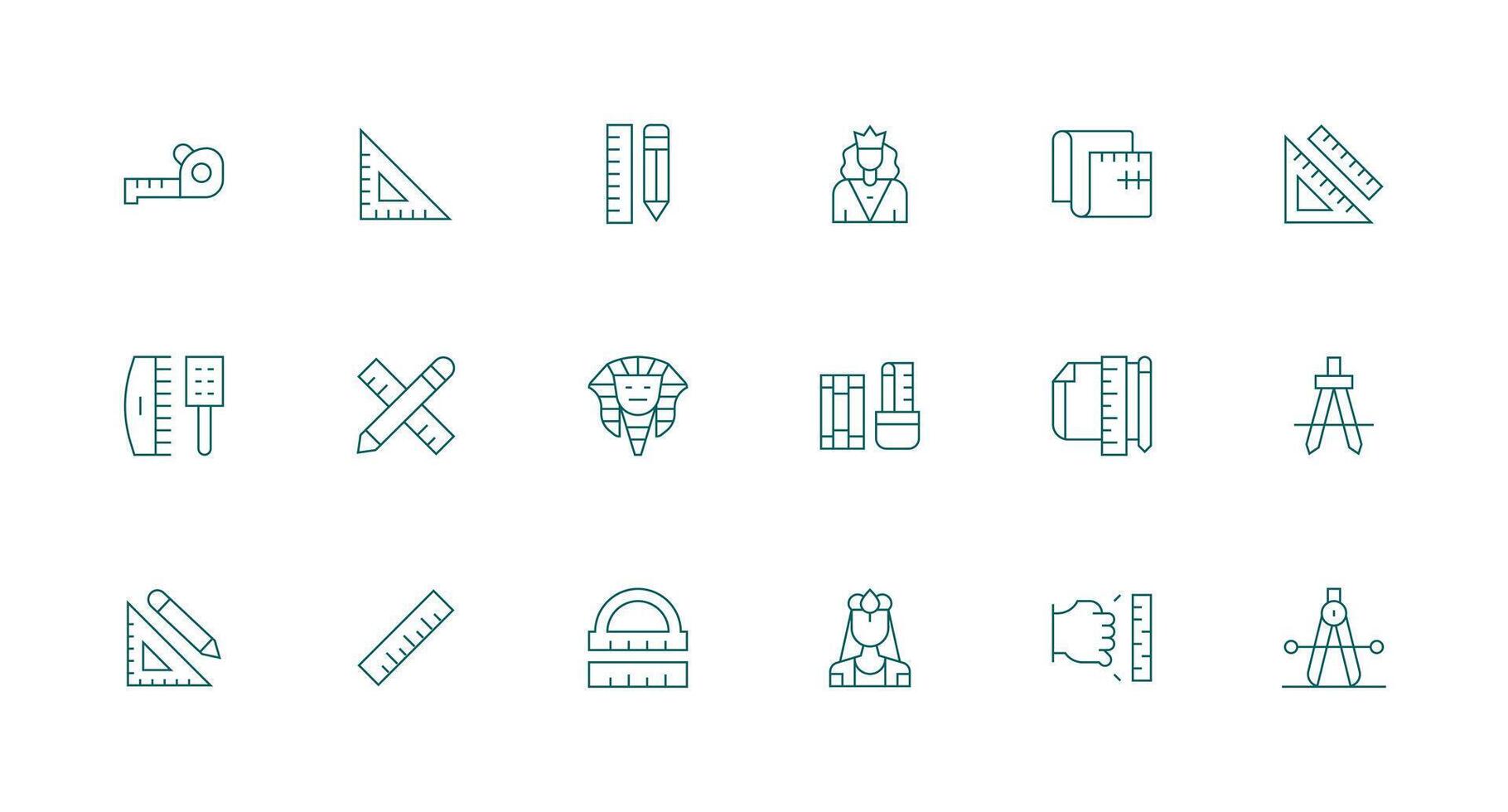 Ruler Icon Collection with 18 Minimal Line Designs Reliable Icons for All Interfaces vector
