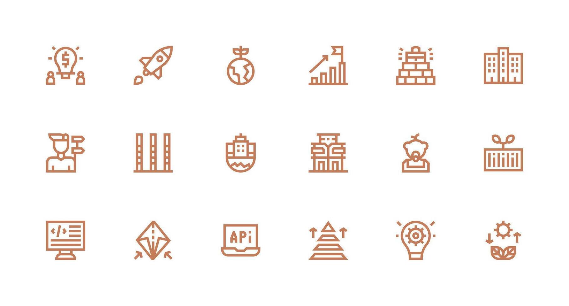 Development Icon Set with 18 Strong Stroke Line Graphics Line Icon Collection vector