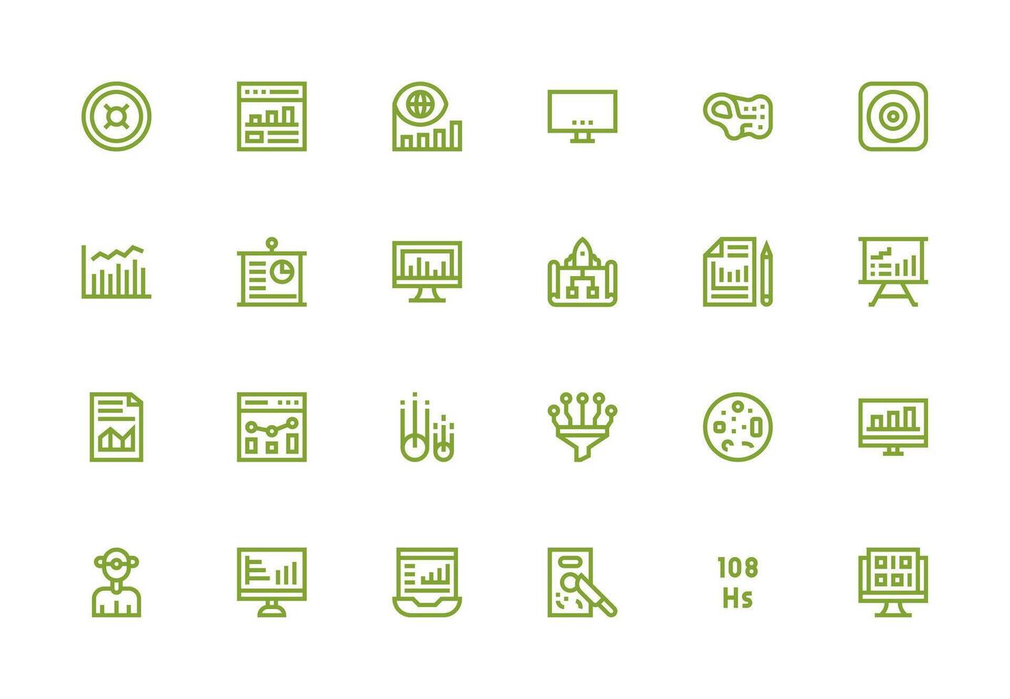 24 Thick Line Line Vectors for Visualization Theme Icon Set for Web