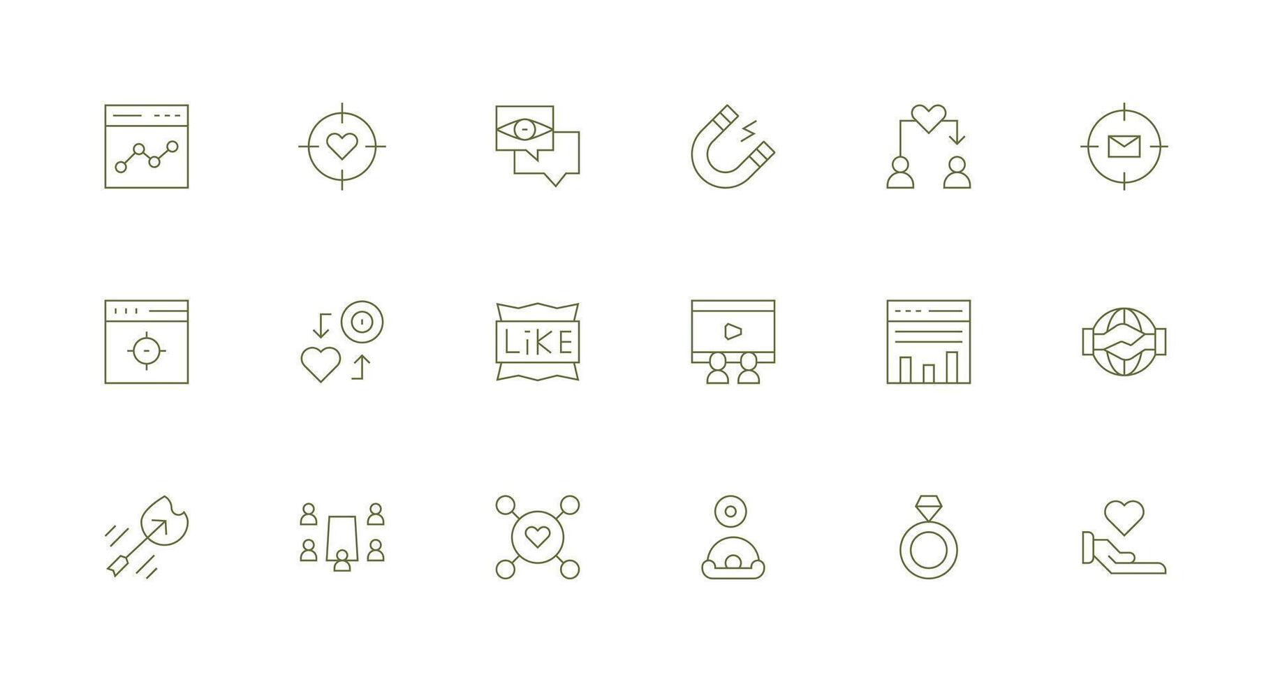Minimal Line Icons from Engagement Set with 18 Vectors Complete Icon Bundle for Web Design