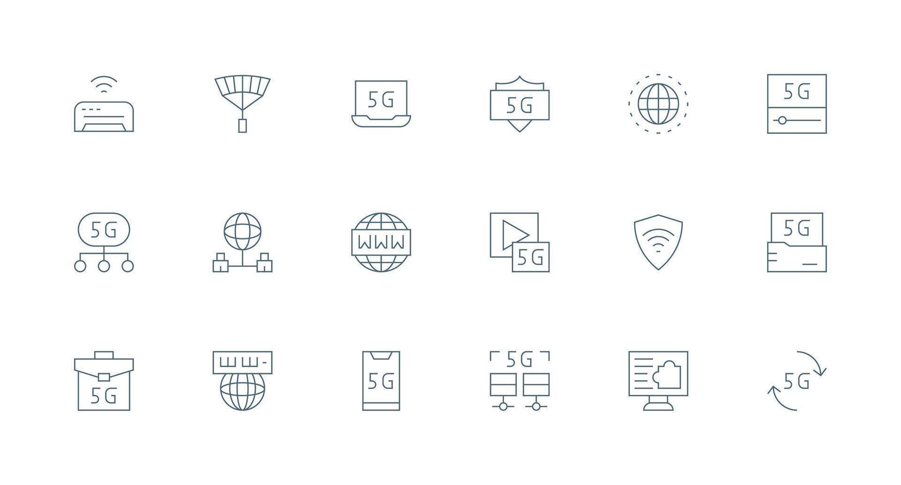 Internet Access Design Icons featuring 18 in Minimal Line Style Professional Icon Pack for Development Work vector