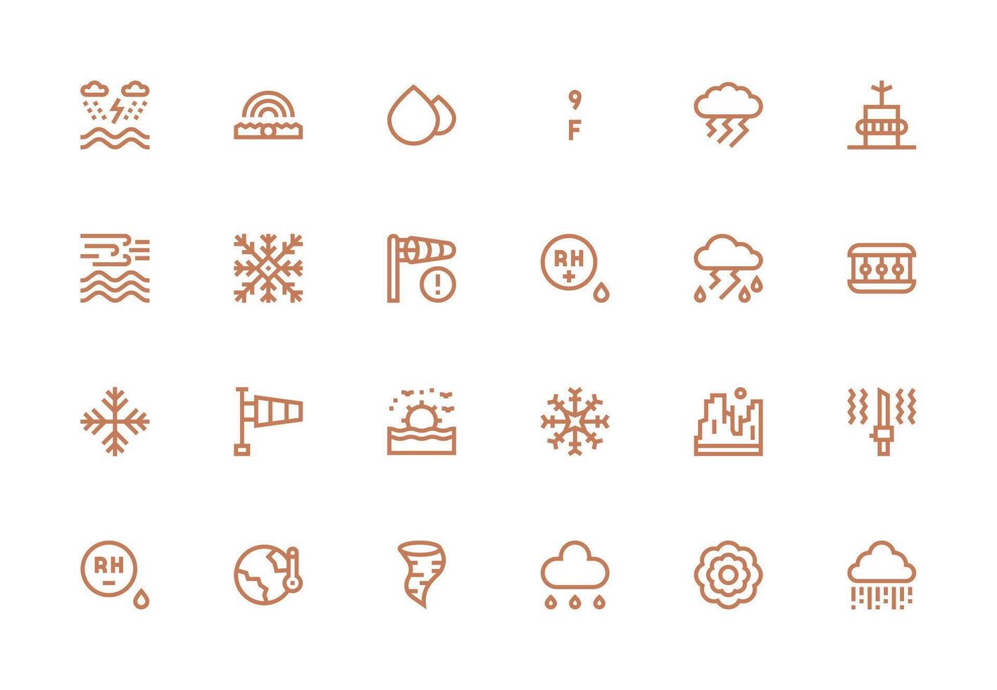 Thick Line Line Icons from Weather Set with 24 Vectors Quick Access Icons for UI Development