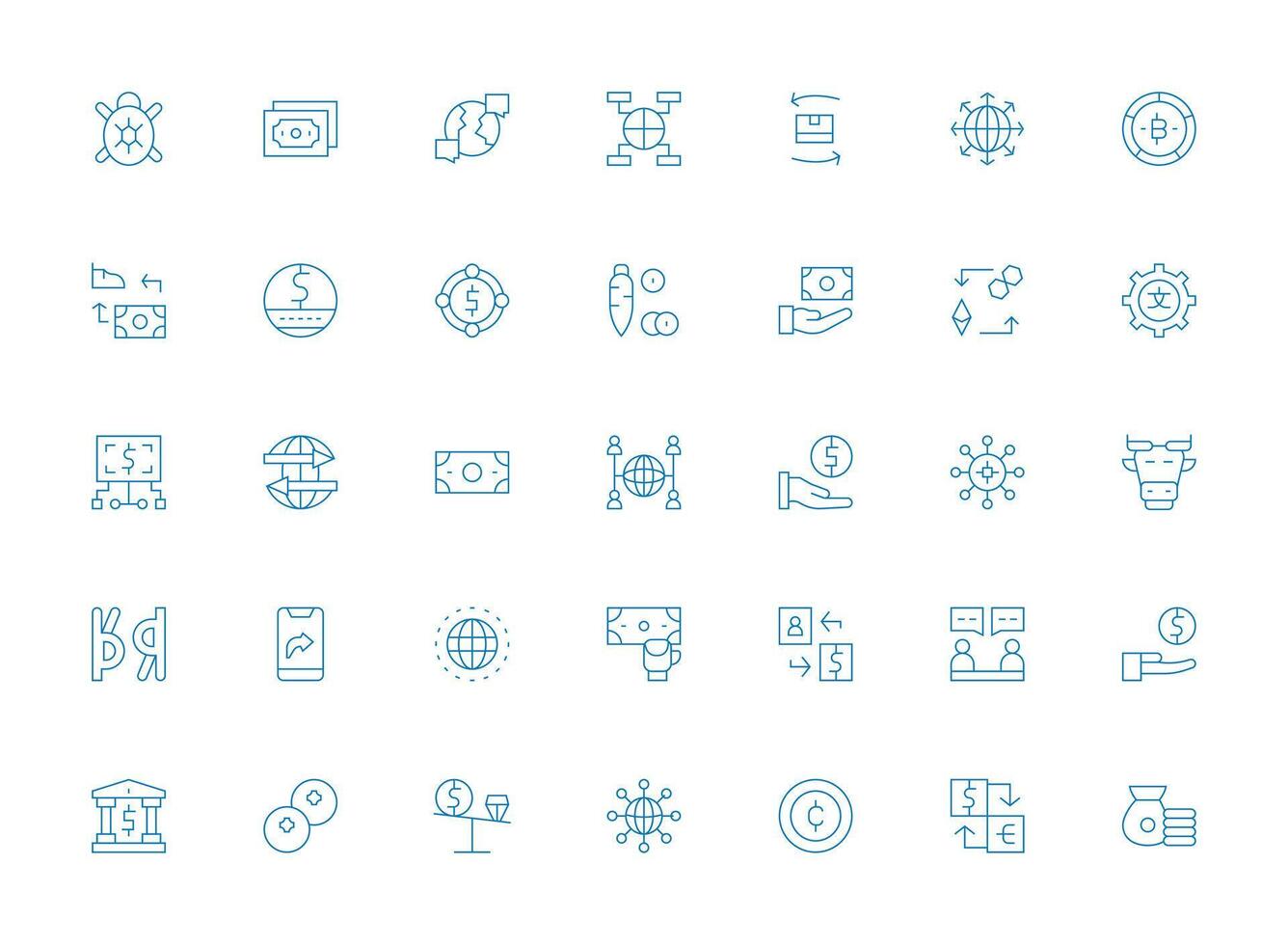 Exchange Icon Set with 35 Light Line Graphics UI-Ready Icon Collection vector